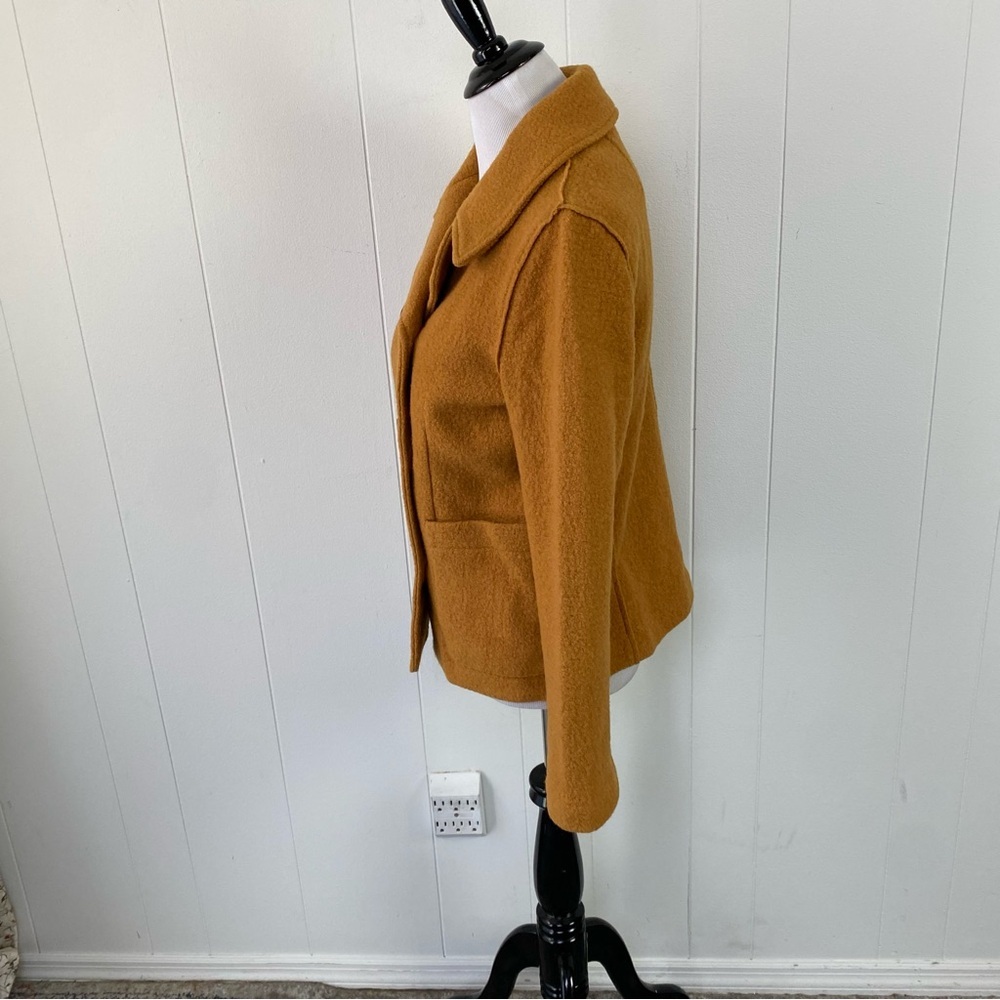 J Crew Womens Italian Boiled Wool Double Breasted Peacoat Jacket Yellow Size 4 - Picture 5 of 13